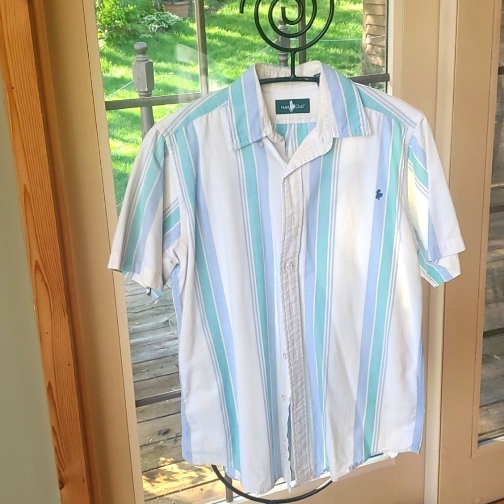 Hunt Club Logo‎ Short Sleeve Casual Button-Down Sz. M (15-15.5) Shirt